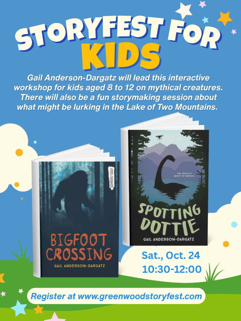 StoryFest 2026 flyer: StoryFest for Kids with Gail Anderson-Dargatz